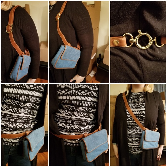 Satchel/cross body/ fanny pack denim w/ patch - Picture 8 of 8